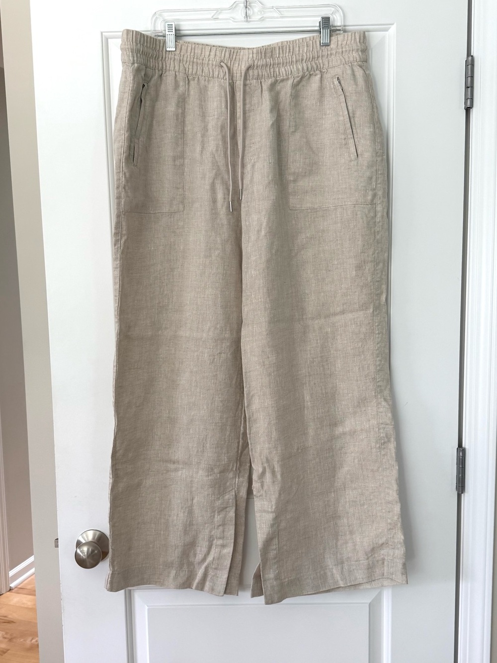Athleta Retreat High Rise Wide Leg Linen Pants Natural Beige Women's XL - Picture 10 of 10